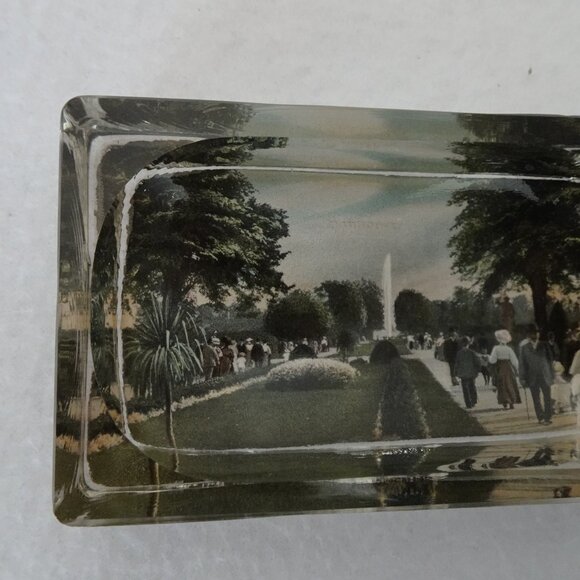 Vintage Paperweight Ashtray Trinket Dish Glass Picture of National Mall DC - Picture 5 of 10